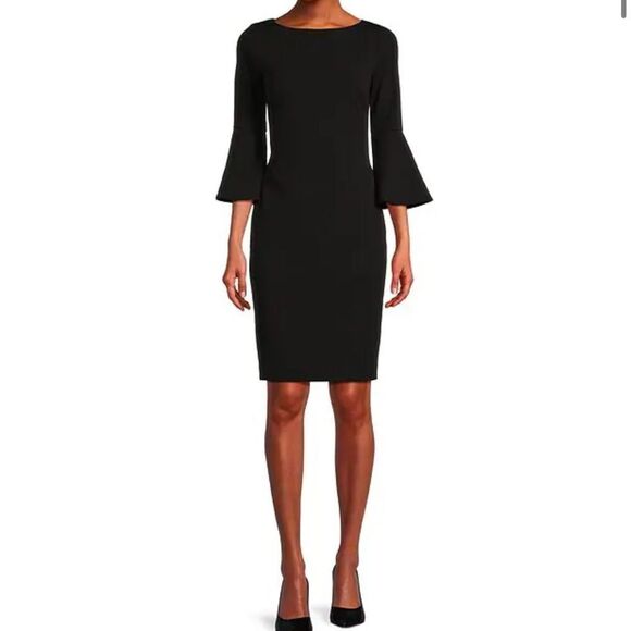 CALVIN KLEIN | NEW Bell Sleeve Black Boat Neck Dress Women’s Plus Size 22W - Picture 1 of 14